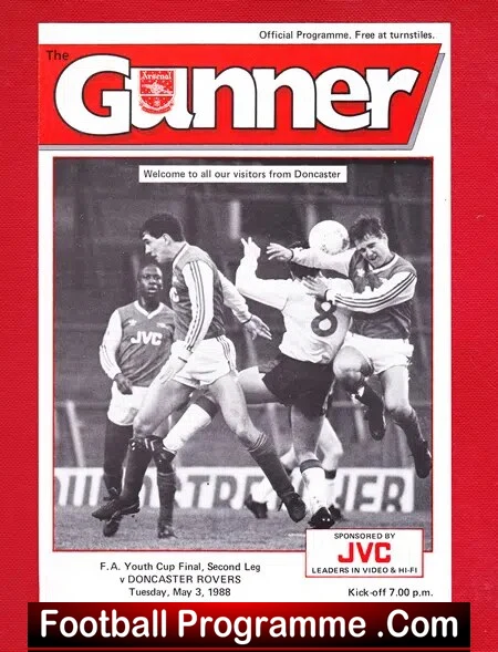 Arsenal v Doncaster Rovers 1988 - Youth Cup Final 2nd Leg - football programme