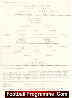 Cheshunt v Harris Lebus 1954 - Senior Cup Semi Final - football programme