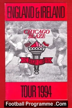 Chicago Blaze UK Rugby Tour England + Ireland 1994 - rugby programme