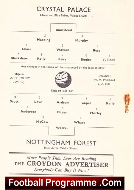 Crystal Palace v Nottingham Forest 1950 - Image 3