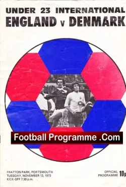 England v Denmark 1973 - U23 at Portsmouth - football programme