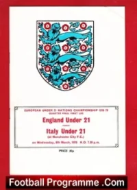 England v Italy 1978 – U21 match at Manchester City