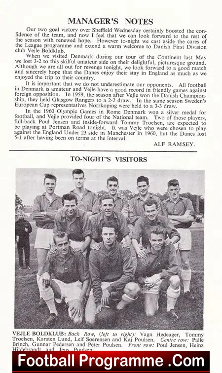 Ipswich Town v Vejle Boldklub 1962 - Friendly Game Denmark - Image 3