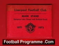 Liverpool Football Club Season Ticket Book 1971 – 1972