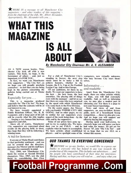 Manchester City Football Club Soccer 67 Magazine 1967 - Image 3