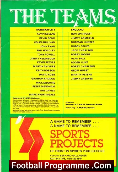 Martin Peters Testimonial Benefit Match Norwich City 1978 Bobby Charlton - Image 3