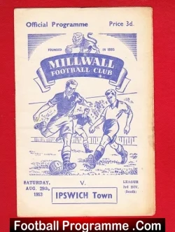 Millwall v Ipswich Town 1953 - football programme