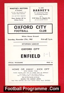Oxford City v Enfield 1965 - White House Ground - football programme