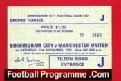 Birmingham City v Manchester United 1978 – Football Ticket