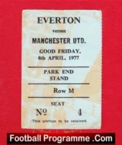 Everton v Manchester United 1977 – Ticket