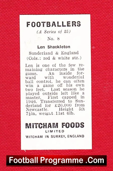 Newcastle United Len Shackleton Signed Autographed Card 1950s - Image 3