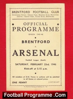 Brentford v Arsenal 1945 - Football League South Match