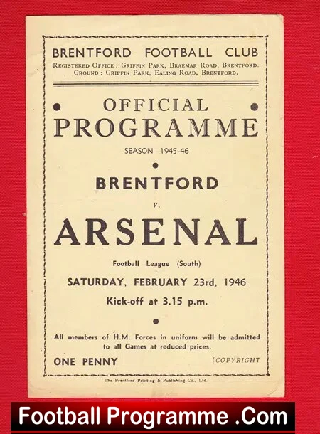Brentford v Arsenal 1945 - Football League South Match - Image 2