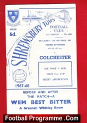 Shrewsbury Town v Colchester United 1967