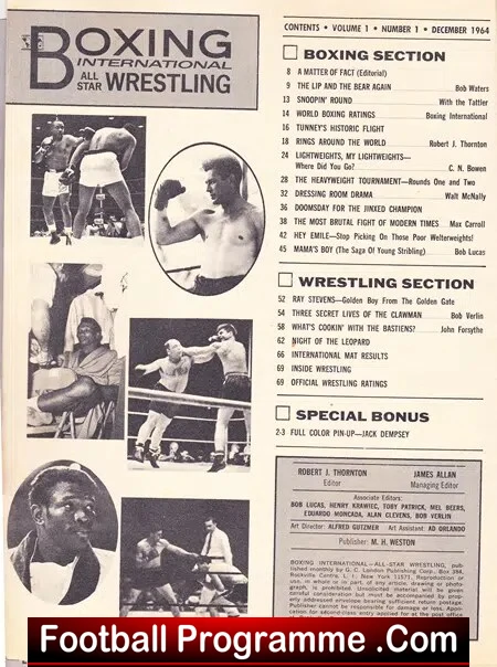 Boxing + Wrestling Magazine 1964 Clay v Liston Muhammad Ali - Image 3