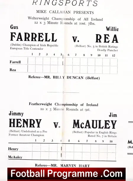 Boxing - Gus Farrell v Willie Rea 1969 - Belfast N Ireland - Image 3