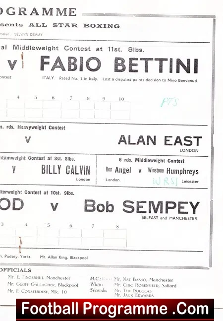 Boxing - Nat Jacobs v Fabio Bettini 1965 - Free Trade Hall Manchester - Image 4