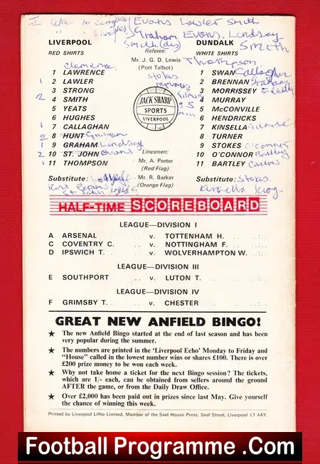 Liverpool v Dundalk 1969 - 10 - Nil - Fairs Cup Irish Team - Image 3