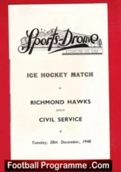 Richmond Hawks Ice Hockey v Civil Service 1948 – London