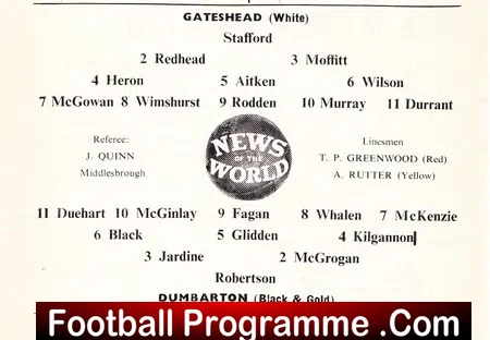 Gateshead v Dumbarton 1960 - Friendly Match - Image 3