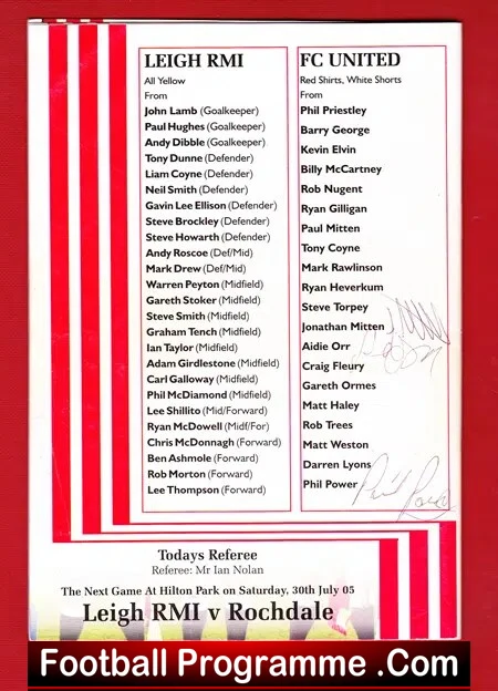 Leigh Football Club v FC United Of Manchester 2005 - 1st Signed - Image 3