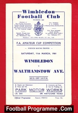 Wimbledon v Walthamstow Avenue 1961 - Amateur Cup