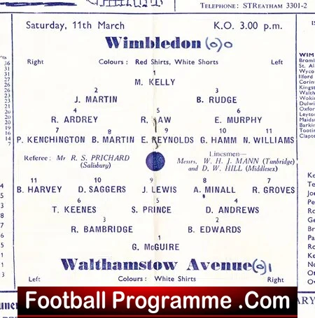 Wimbledon v Walthamstow Avenue 1961 - Amateur Cup - Image 3