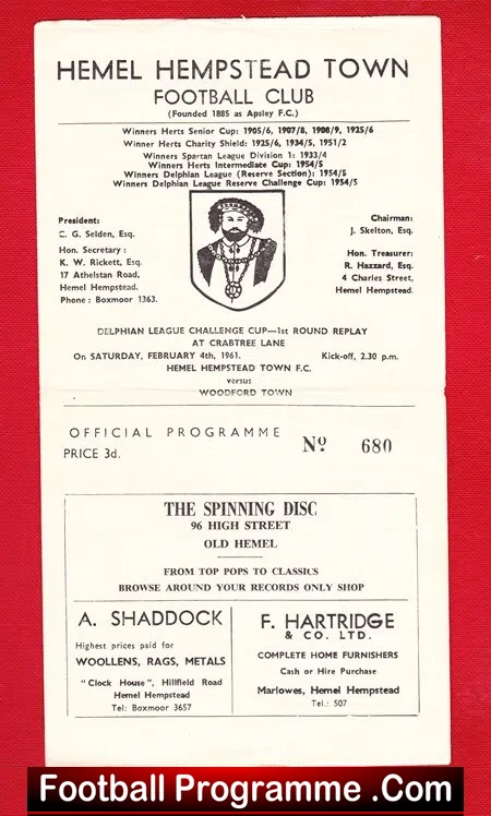 Hemel Hempstead v Woodford Town 1961 - Delphian League Replay - Image 2