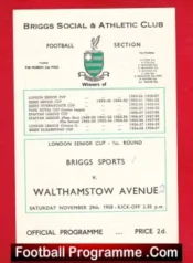 Briggs Social Athletic v Walthamstow Avenue 1958