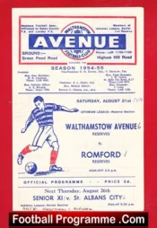 Walthamstow Avenue v Romford 1954 – Reserves Match