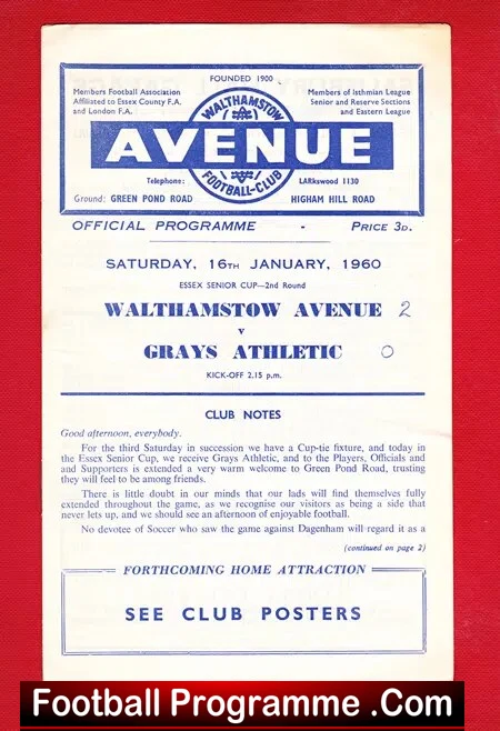Walthamstow Avenue v Grays Athletic 1960 - Image 2