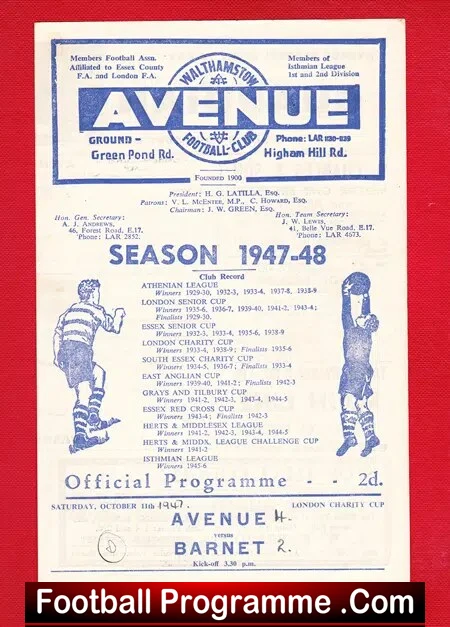 Walthamstow Avenue v Barnet 1947 - London Charity Cup - Image 2