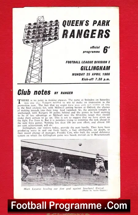 Queens Park Rangers v Gillingham 1966 - Image 2