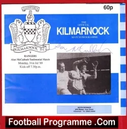 Alan McCulloch Testimonial Benefit Match Kilmarnock 1989 Signed - football programme
