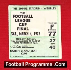 Chelsea v Stoke City 1972 - League Cup Final Ticket - football memorabilia