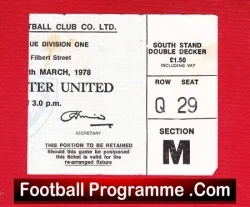 Leicester City v Manchester United 1978 - Ticket - football memorabilia