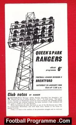 Queens Park Rangers v Brentford 1966 - football programme