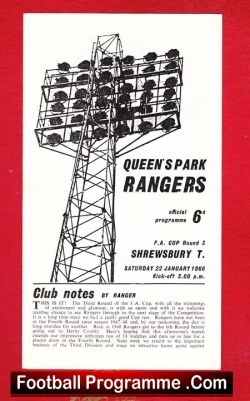 Queens Park Rangers v Shrewsbury Town 1966 - football programme