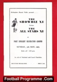 Showbiz v All Stars 1963 – at Port Sunlight + Bill Shankly