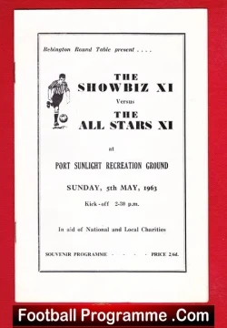 Showbiz v All Stars 1963 - at Port Sunlight + Bill Shankly - football programme