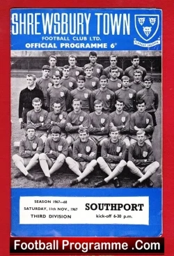 Shrewsbury Town v Southport 1967 - football programme
