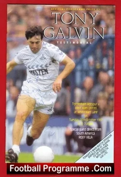 Tony Galvin Testimonial Benefit Match Tottenham 1987 Signed - football programme