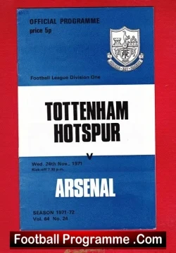 Tottenham Hotspur v Arsenal 1971 - football programme
