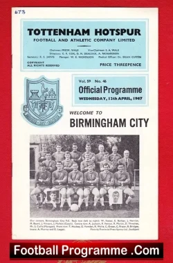 Tottenham Hotspur v Birmingham City 1967 - football programme
