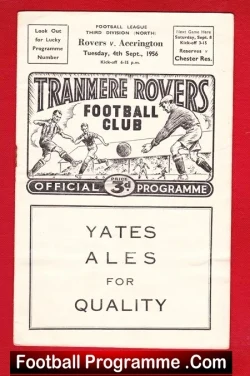 Tranmere Rovers v Accrington Stanley 1956 - football programme