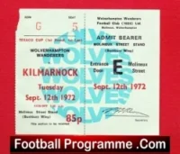 Wolves Wolverhampton v Kilmarnock 1972 – Texaco Cup Ticket
