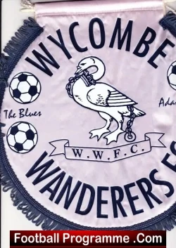 Wycombe Wanderers Football Pennant Flag 1980s - football memorabilia