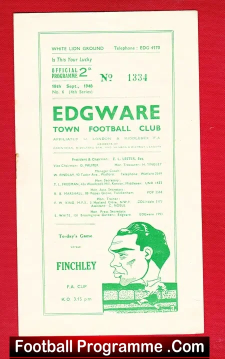 Edgware Town v Finchley 1948 - FA Cup Match 1940s - Image 2