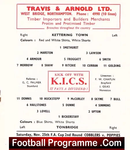 Kettering Town v Tonbridge 1961 - Southern League - Image 3