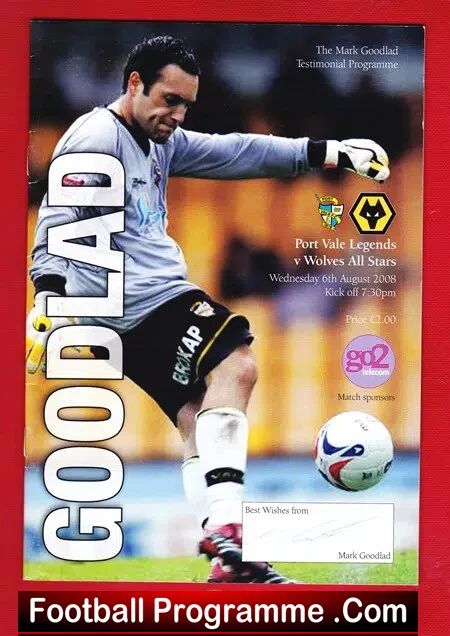 Mark Goodlad Testimonial Benefit Match Port Vale 2008 Signed - Image 2